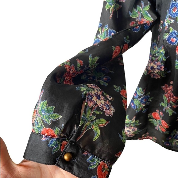 April Cornell Floral 100% Silk Blouse - Picture 4 of 6